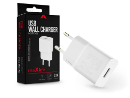 Maxlife USB hálózati töltő adapter - Maxlife MXTC-01 USB Wall Fast Charger -  5V/2,1A - fehér