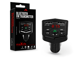 Maxlife Bluetooth FM-transmitter/szivargyújtó töltő - 2xUSB + microSD kártyaolvasó - Maxlife MXFT-02 - 5V/3.1A - fekete