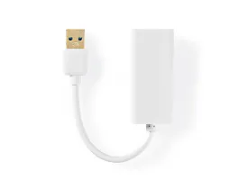 NEDIS USB adapter USB3.2 Gen 1 USB-A apa RJ45 Aljzat 1Gbps 0.20m Kerek Aranyozott / Nikkelezett ABS Fehér Buborékf