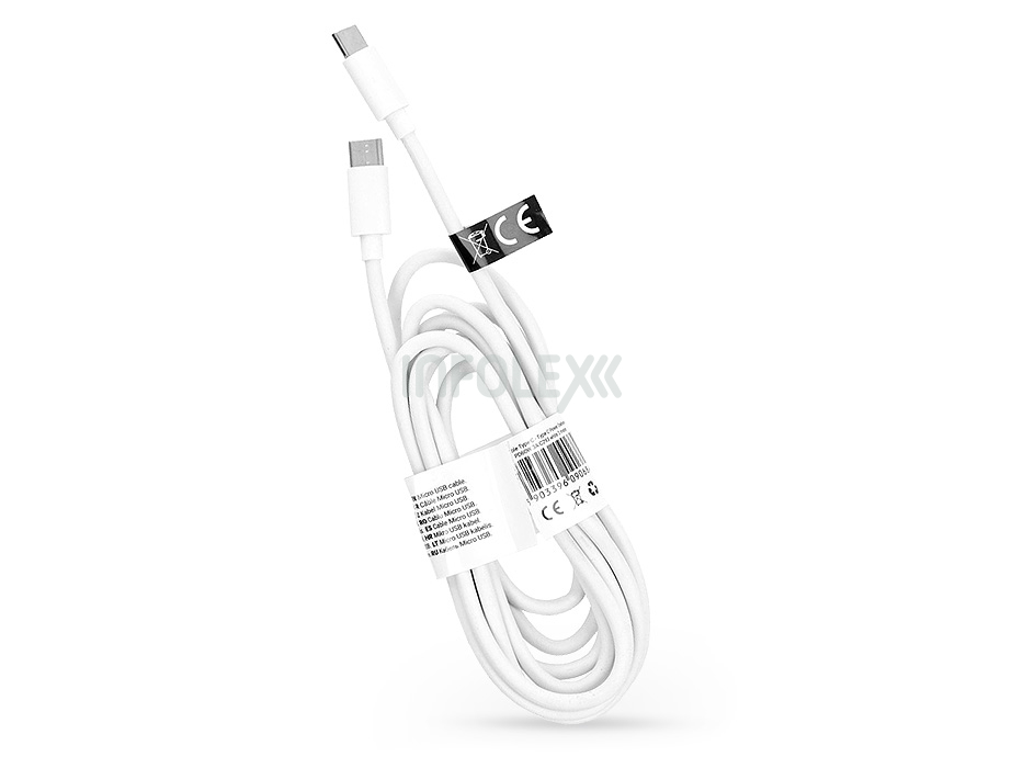 USB Type-C - Type-C adat- és töltőkábel 2 m-es vezetékkel - C293 PD 60W Cable for Type-C - 3A - fehér - ECO csomagolás