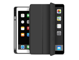 Apple iPad 10.2 (2019/2020/2021) tablet tok (Smart Case) on/off funkcióval,   Apple Pencil tartóval - black (ECO csomago