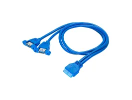 Akyga USB3.0 pinheader 19pin - 2db USB3.0 A F/F adatkábel 0.65m kék