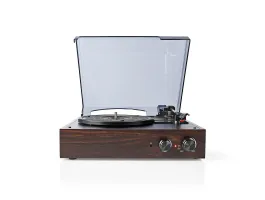 NEDIS Lemezjátszó 33 / 45 / 78 rpm Szíj Hajtás 1x Sztereo RCA 18 W Beépített (elo)erosíto Az MP3 átalakítás ABS / MDF Ba
