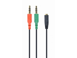 Gembird 2db Jack stereo 3,5mm - Jack stereo 3,5mm (4pin) M/F adapter 0.2m fekete (CCA-418)