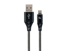Gembird USB2.0 A - USB Type-C M/M adatkábel 1m fekete-fehér szövet borítás