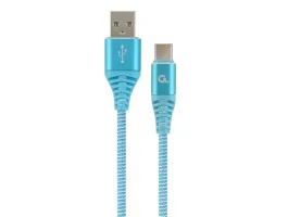 Gembird USB2.0 A - USB Type-C M/M adatkábel 1m kék-fehér szövet borítás