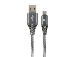 Gembird USB2.0 A - USB Type-C M/M adatkábel 1m szürke-fehér szövet borítás