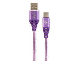 Gembird USB2.0 A - USB Type-C M/M adatkábel 2m lila-fehér szövet borítás