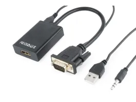 Gembird VGA apa - HDMI anya átalakító adapter 0.15m fekete (A-VGA-HDMI-01)