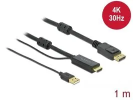 Delock HDMI A  DisplayPort-kábel 4K 30Hz 1m (85963)
