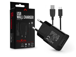 Maxlife USB hálózati töltő adapter + micro USB adatkábel 1 m-es vezetékkel - Maxlife MXTC-01 USB Wall Charger - 5V/1A -