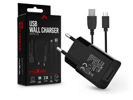 Maxlife USB hálózati töltő adapter + micro USB adatkábel 1 m-es vezetékkel -  Maxlife MXTC-01 USB Wall Charger - 5V/2,1A