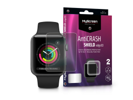 Apple Watch Series 3 (38 mm) ütésálló képernyővédő fólia - MyScreen Protector AntiCrash Shield Edge3D - 2 db/csomag - tr