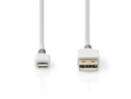 NEDIS (CCBW39300WT30) USB kábel USB2.0 Apple Lightning 8 Pólusú USB-A apa 480 Mbps Aranyozott 3.0m Kerek PVC Fehér / Szü