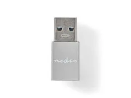 NEDIS (CCTB60925AL) USB adapter USB3.2 Gen 1 USB-A apa USB Type-C Aljzat 5Gbps Nikkelezett Ezüst Ablakos Fedo Doboz