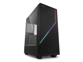 Sharkoon Számítógépház - RGB FLOW (fekete ATX,mATX alsó táp 1x120mm v. 2xUSB3.0 1xUSB2.0 I/O)