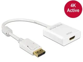 Delock Adapter Displayport 1.2-dugós csatlakozó  HDMI-csatlakozóhüvely 4K aktív, 20cm, fehér (62608)