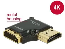 Delock adapter Gyors-sebességű HDMI Ethernettel - HDMI-A anya  HDMI-A apa 4K 90 fokos jobbra fekete (65661)