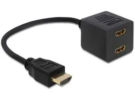 Delock adapter HDMI nagysebességű Ethernet 1x apa  2x anya (65226)