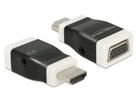 Delock Adapter HDMI-A dugó  VGA hüvely audióval, fekete-fehér (65586)