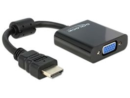 Delock Adapter HDMI-A-dugós csatlakozó  VGA-csatlakozóhüvely fekete (65512)
