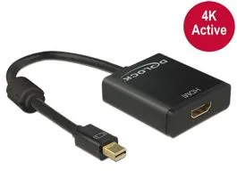 Delock Adapter mini Displayport 1.2-dugós csatlakozó  HDMI-csatlakozóhüvely 4K aktív, 20cm, fekete (62611)