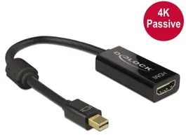 Delock Adapter mini Displayport 1.2-dugós csatlakozó  HDMI-csatlakozóhüvely 4K passzív,20cm, fekete (62613)