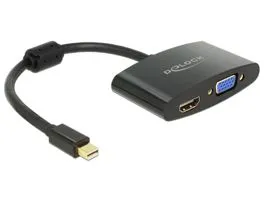 Delock Adapter mini Displayport-dugós csatlakozó  HDMI / VGA-csatlakozóhüvely fekete (65553)