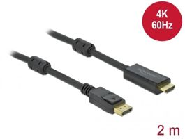 Delock Aktív DisplayPort 1.2 - HDMI kábel 4K 60 Hz 2 méter hosszú (85956)