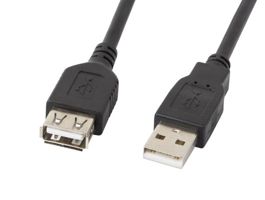 Lanberg  USB-A 2.0 hosszabbító (apa - anya) kábel 1.8m - Fekete (CA-USBE-10CC-0018-BK)