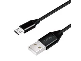 Logilink USB 2.0 kábel, USB-A/M - Micro-USB/M (90 ), szövet, fém, 0,3 m (CU0143)
