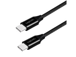 Logilink USB 2.0 Type-C kábel, C/M-C/M, fém, szövet, 1 m (CU0154)