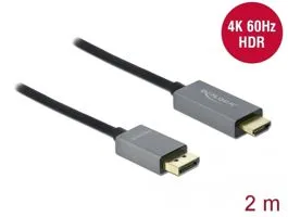Delock Aktív DisplayPort 1.4 - HDMI kábel 4K 60 Hz (HDR) 2 méter hosszú (85929)
