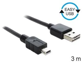 Delock EASY-USB 2.0 -A apa  USB 2.0 mini apa kábel, 3 m (83364)