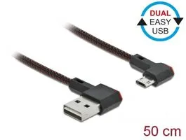 Delock EASY-USB 2.0 kábel A-típusú csatlakozódugó - EASY-USB Micro-B típusú csatlakozódugó, ívelt ba (85270)