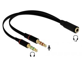 Delock Headset adapter 1 x 3,5 mm-es 4-tűs anya sztereo jack - 2 x 3,5 mm-es, 3-tűs apa sztereo jack (65967)
