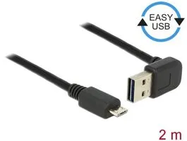 Delock Kábel EASY-USB 2.0-s A típusú csatlakozódugó, ívelt felfelé / lefelé  USB 2.0-s Micro-B-típu (83536)