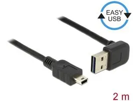 Delock Kábel EASY-USB 2.0-s A típusú csatlakozódugó, ívelt felfelé / lefelé  USB 2.0-s Mini-B-típus (83544)