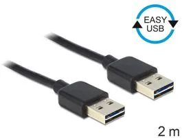 Delock Kábel, EASY-USB 2.0-s A-típusú csatlakozódugó  EASY-USB 2.0-s A-típusú csatlakozódugó, 2 m, (85556)