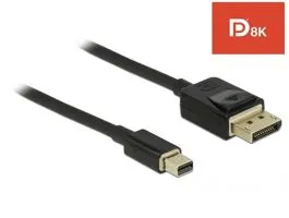 Delock Mini DisplayPort a DisplayPort-kábel 8K 60 Hz 2 m DP 8K tanúsítvánnyal (84928)
