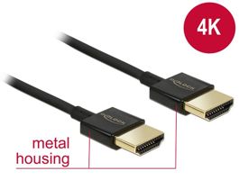 Delock nagy sebességű HDMI kábel Ethernethez - HDMI-A apa  HDMI-A apa 3D 4K 2 m Slim Premium (84773)