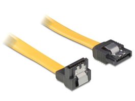 Delock SATA sárga, lefele / egyenes csatl. (fémlappal), 30 cm-es összekötő kábel (82474)