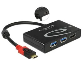 Delock USB 3.1 Gen 1 adapter USB Type-C apa  2 x USB 3.0 Type-A anya + 1 x HDMI csatlakozó (62854)