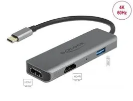 Delock USB Type-C  Dual HDMI adapter 4K 60 Hz és USB portokkal (87780)