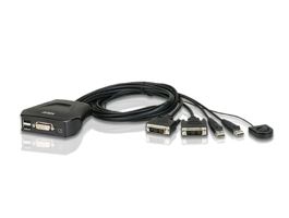 ATEN CS22D 2-Port USB DVI Cable KVM Switch with Remote Port Selector