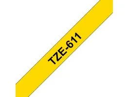 Brother TZE-611 laminált P-Touch szalag (6mm) Black on Yellow - 8m