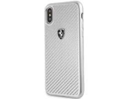 Ferrari Heritage iPhone X/XS ezüst kemény/valódi karbon tok