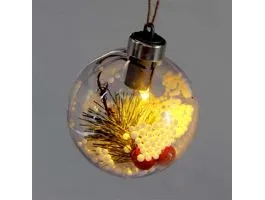 Iris Gömb alakú /E/ 8cm meleg fehér műanyag-akril LED-es fénydekoráció