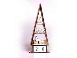 Iris Karácsonyi ház alakú napi számlálós/16x38x6cm/meleg fehér LED-es fa fénydekoráció