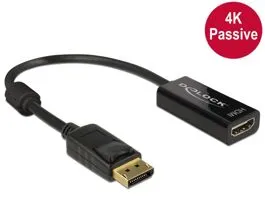 Delock Adapter Displayport 1.2-dugós csatlakozó  HDMI-csatlakozóhüvely 4K passzív, 20cm, fekete (62609)